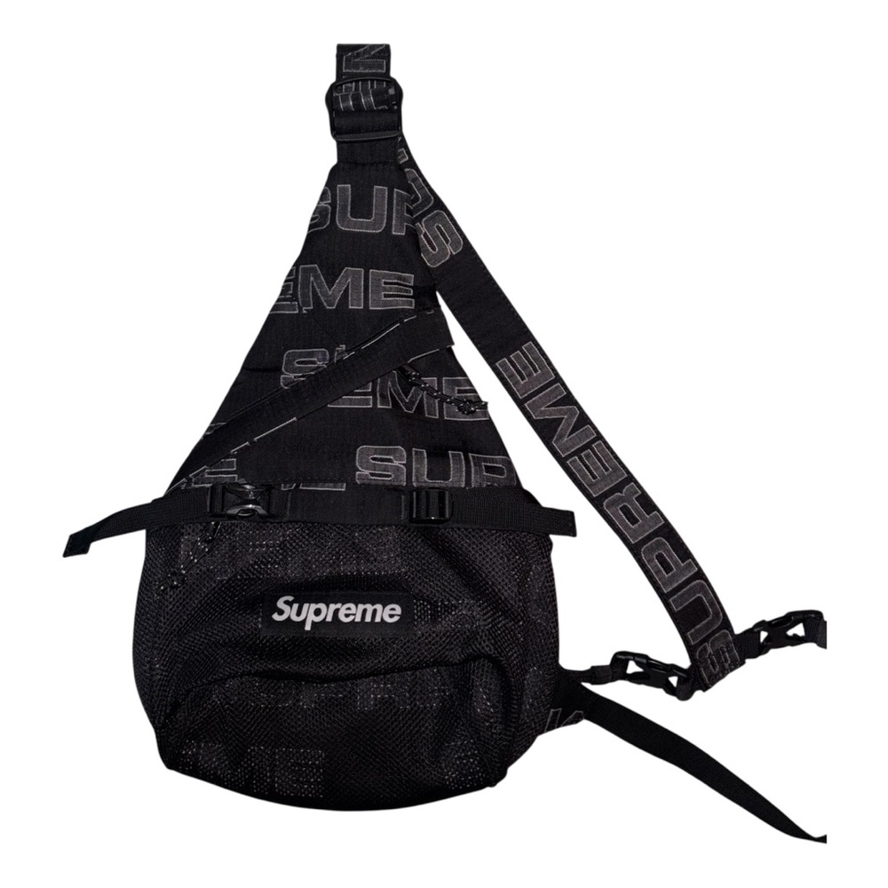 Supreme Black Belt Bag with Logo Strap